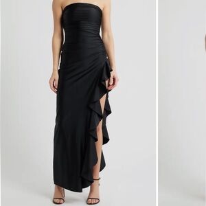 Elegant Black Strapless Evening Dress